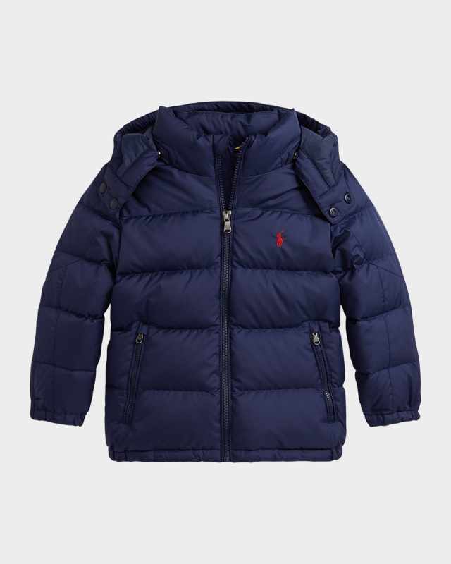 Boy's Recycled Nylon Puffer Bomber Jacket, Size 2-7